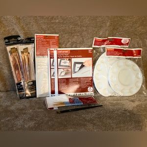 Art Starter Kit Bundle | Paint Brushes, Palettes, Graphite & Transfer Paper Set